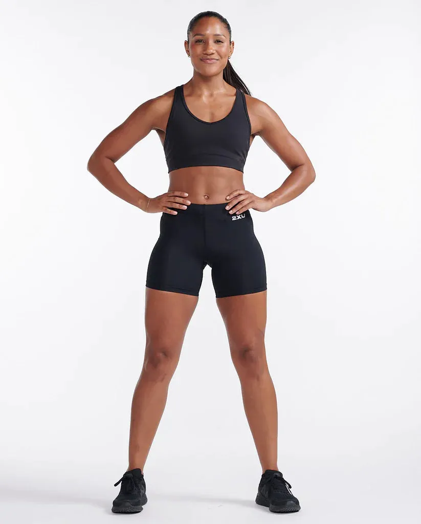 2XU Womens Core Compression Game Day 5" Shorts - Black/Silver