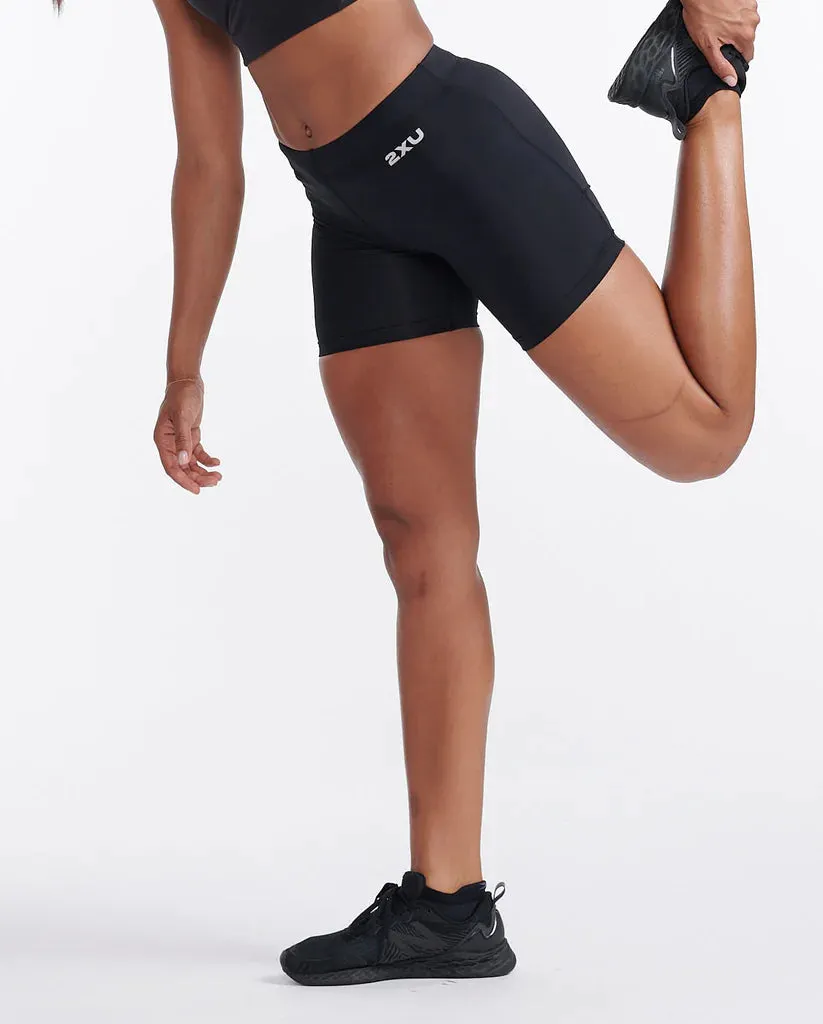 2XU Womens Core Compression Game Day 5" Shorts - Black/Silver