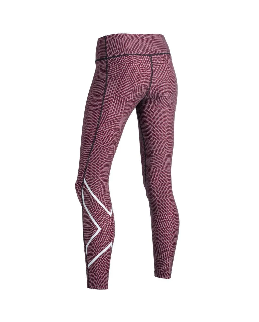 2XU Women's Print Mid-Rise Compression Tights-WA5378B (BKP/WHT)