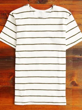 4087 Loopwheel Stripe Tee in Off White