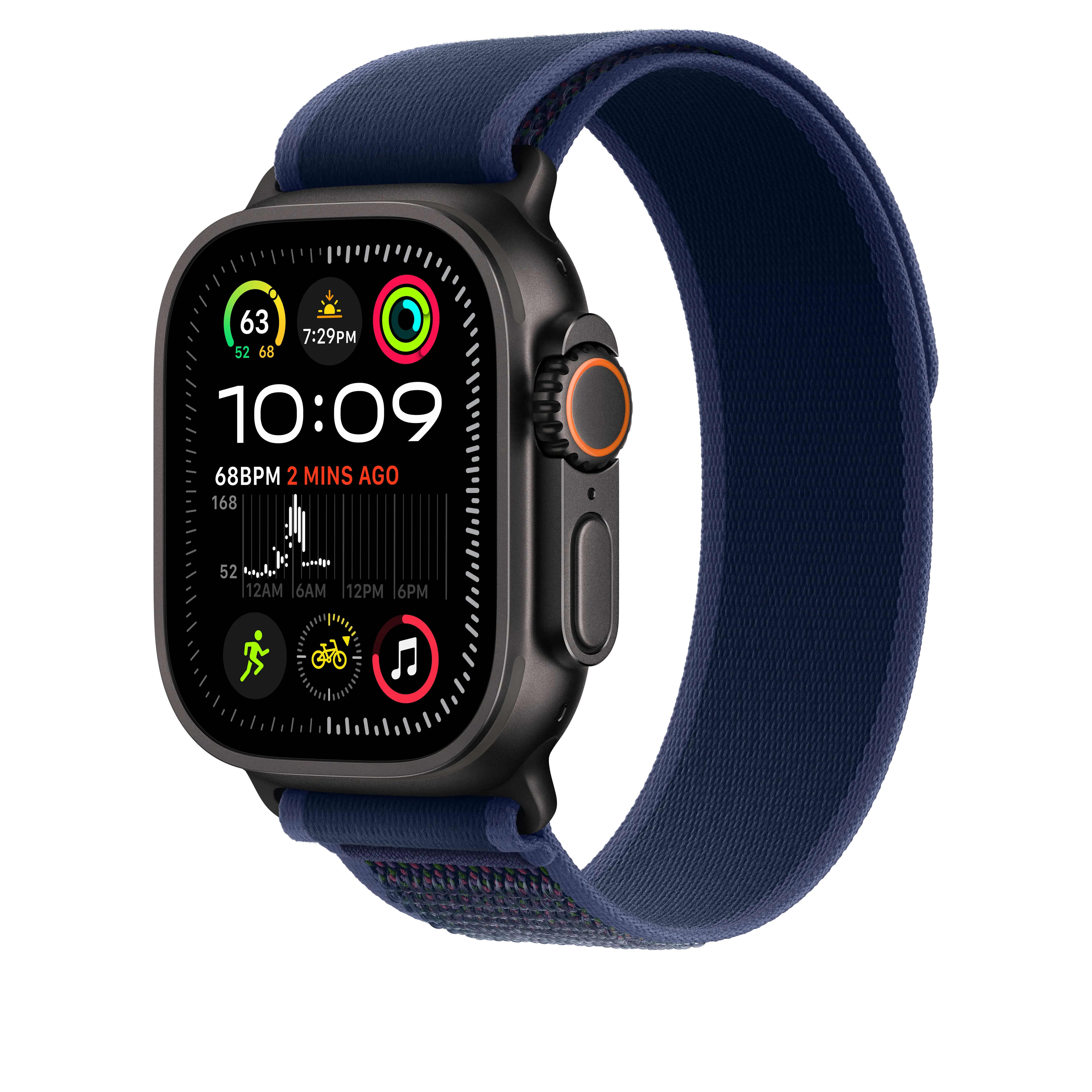 49mm Blue Trail Loop - S/M - Black Titanium Finish