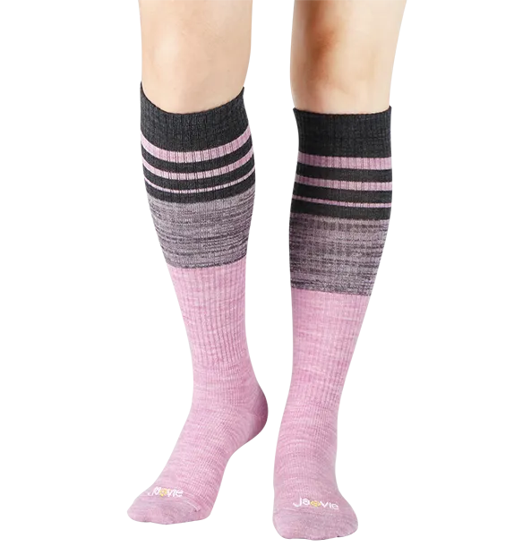 73% Rich Merino Wool Everyday Compression Socks (15-20mmHg) - Mock Rib Colorblock