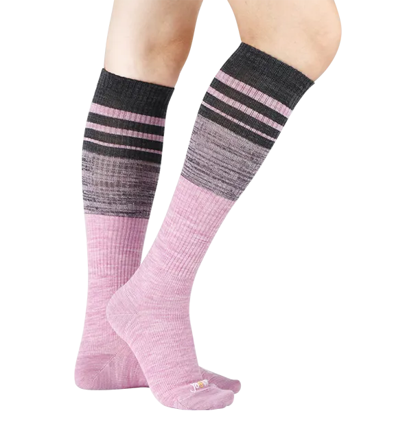 73% Rich Merino Wool Everyday Compression Socks (15-20mmHg) - Mock Rib Colorblock