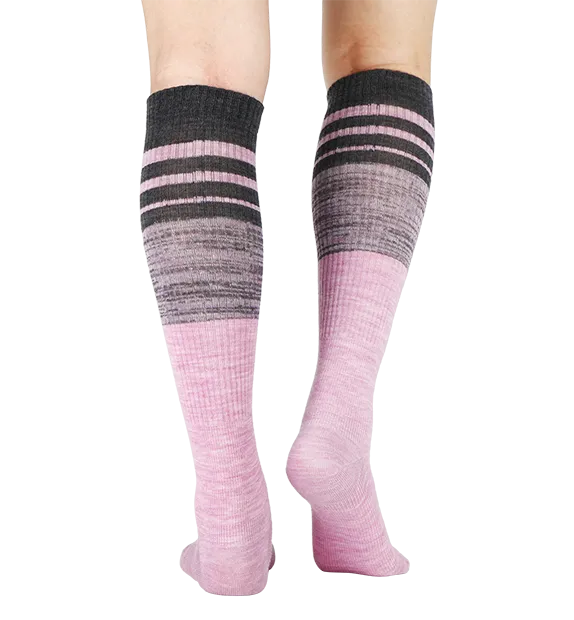 73% Rich Merino Wool Everyday Compression Socks (15-20mmHg) - Mock Rib Colorblock