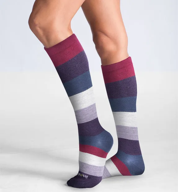 75% Rich Merino Wool Everyday Compression Socks (15-20mmHg) - Colorblock