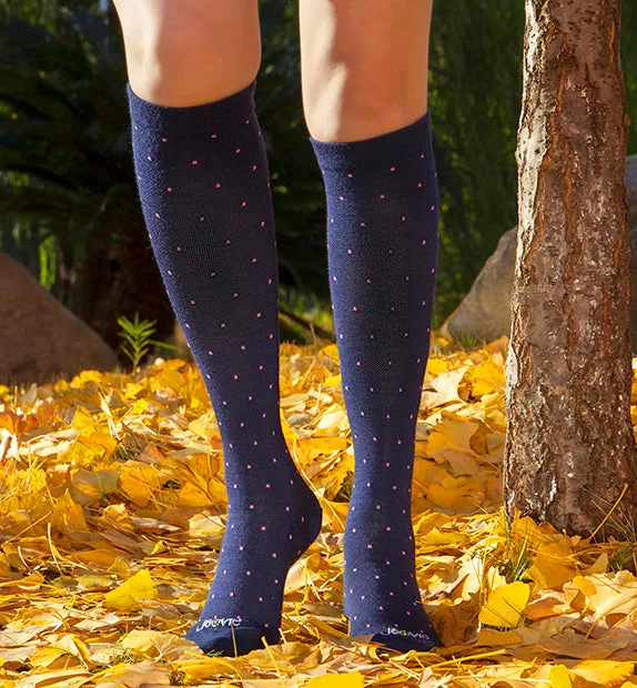 80% Rich Merino Wool Everyday Compression Socks (15-20mmHg) - Pin Dots - 3 Pack