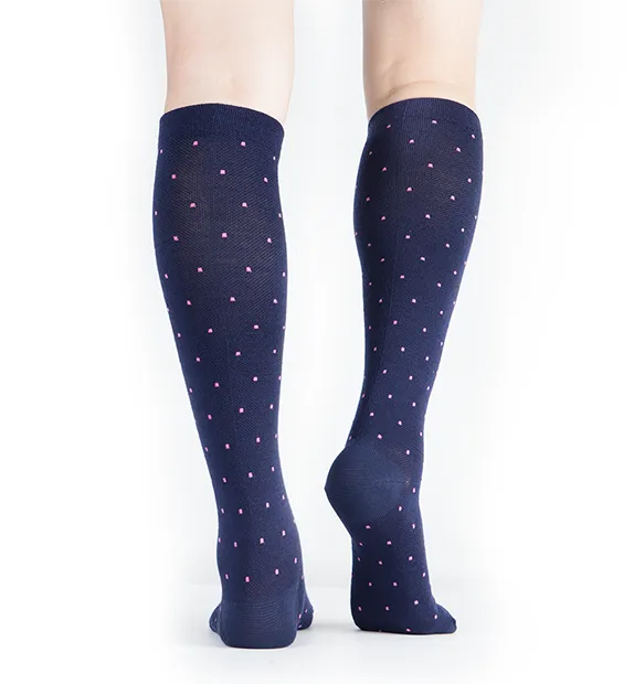 80% Rich Merino Wool Everyday Compression Socks (15-20mmHg) - Pin Dots - 3 Pack