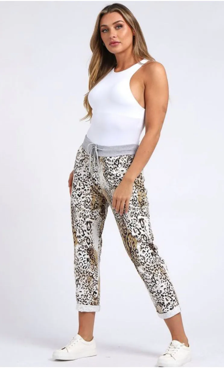 Anne   Kate Italian Leopard Print Pant Tan 14-18