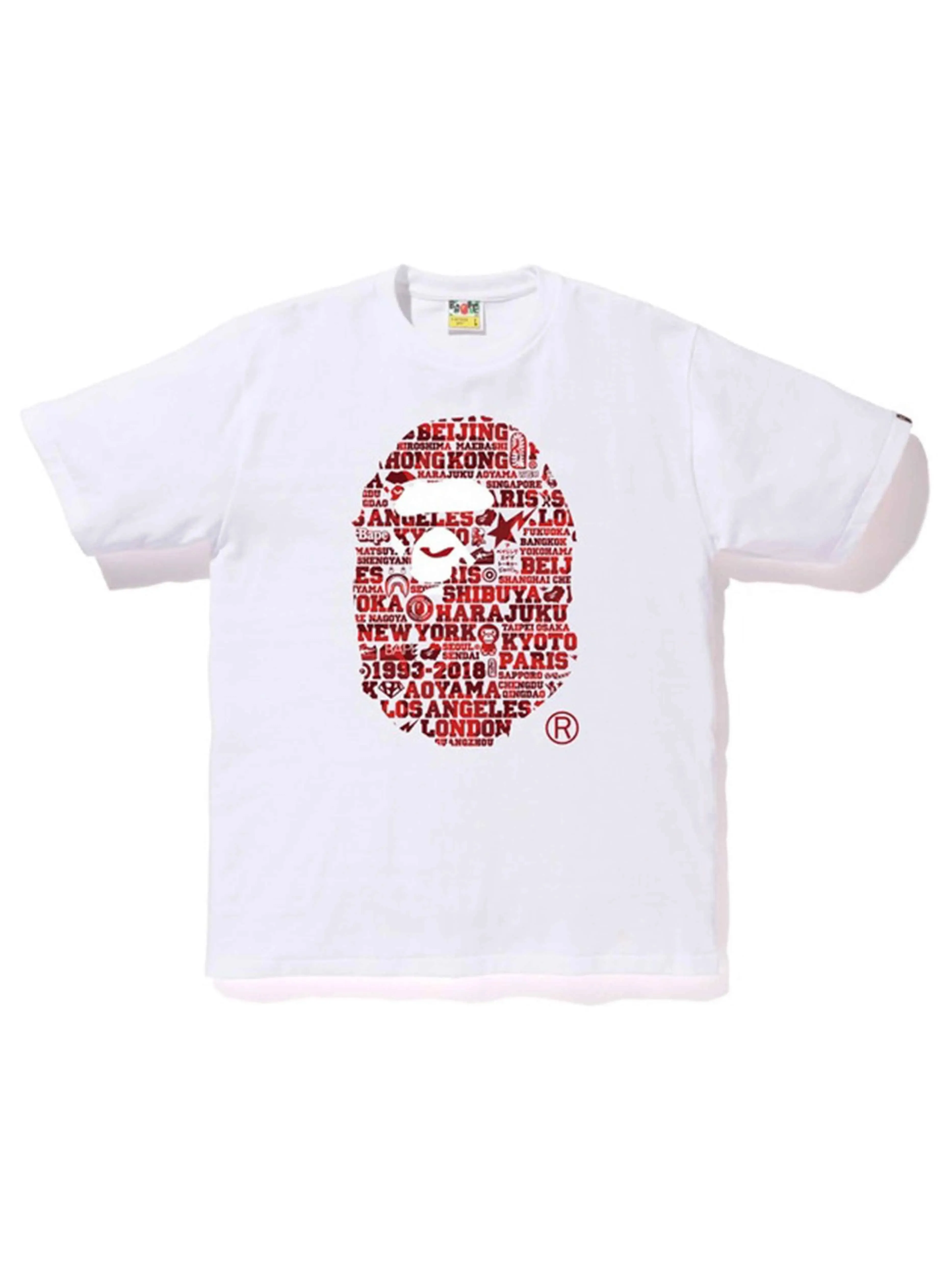 BAPE XXV Cities Camo Ape Head Tee White/Red