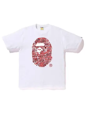 BAPE XXV Cities Camo Ape Head Tee White/Red