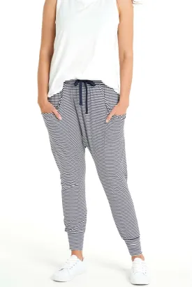 Betty Basics Barcelona Pants in Navy White Stripe