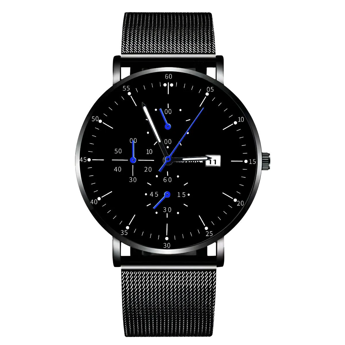 Black Ultra-thin Men's Steel Strap Watch