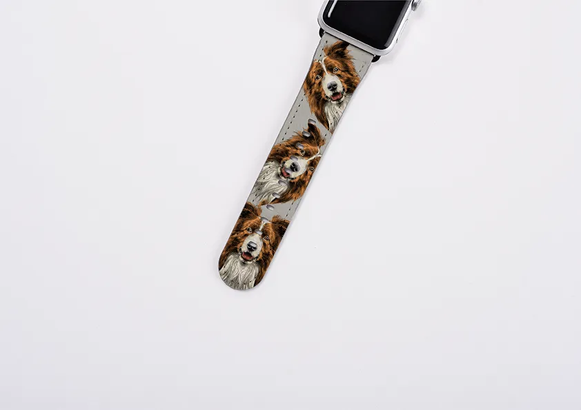 Border Collie Grey Apple Watch Strap