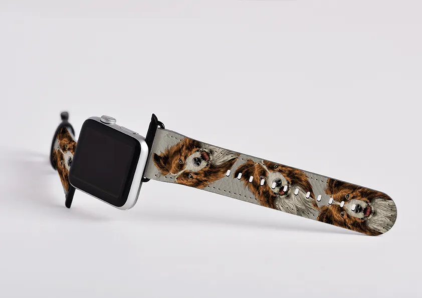 Border Collie Grey Apple Watch Strap