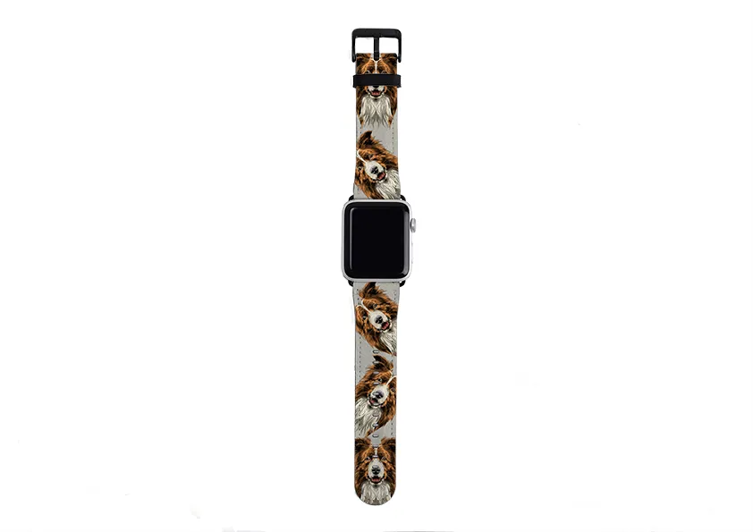 Border Collie Grey Apple Watch Strap