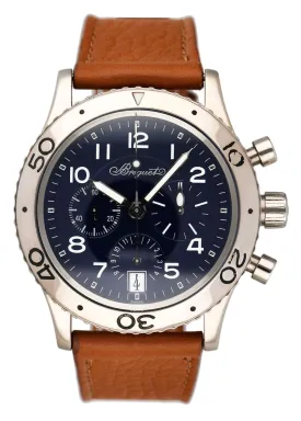 Breguet Type XX 3820 Blue Dial 18K White Gold Mens Watch