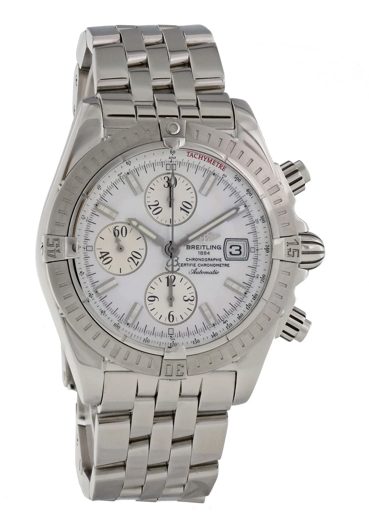 Breitling Chronomat A13356 White MOP Dial Mens Watch