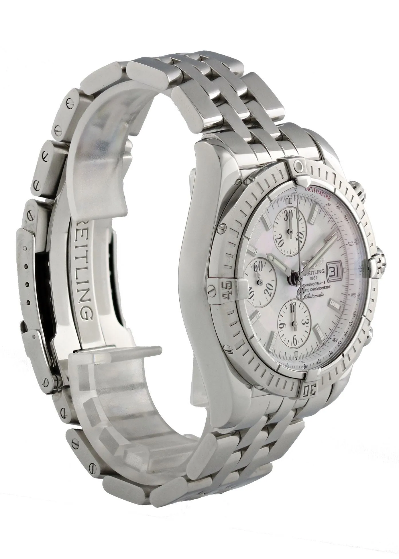 Breitling Chronomat A13356 White MOP Dial Mens Watch