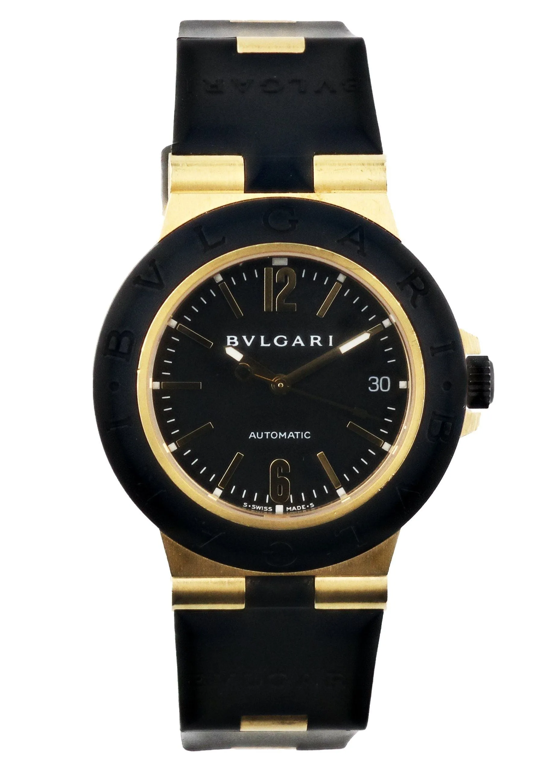 Bvlgari Diagono AC38G 18k Yellow Gold Mens Watch Box Papers