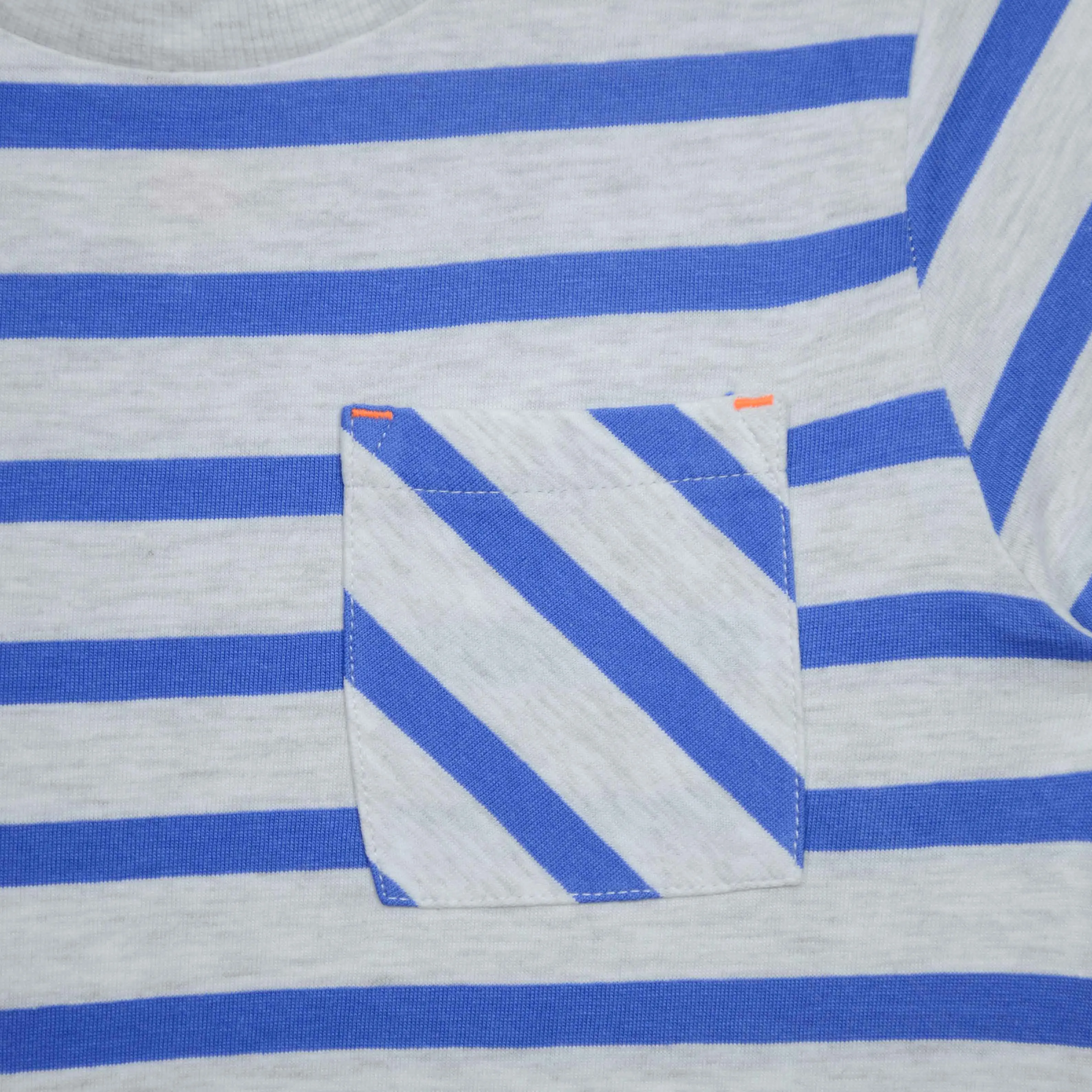 C1518 FF Stay Cool Blue with Grey Stripes Front Pocket T-Shirt