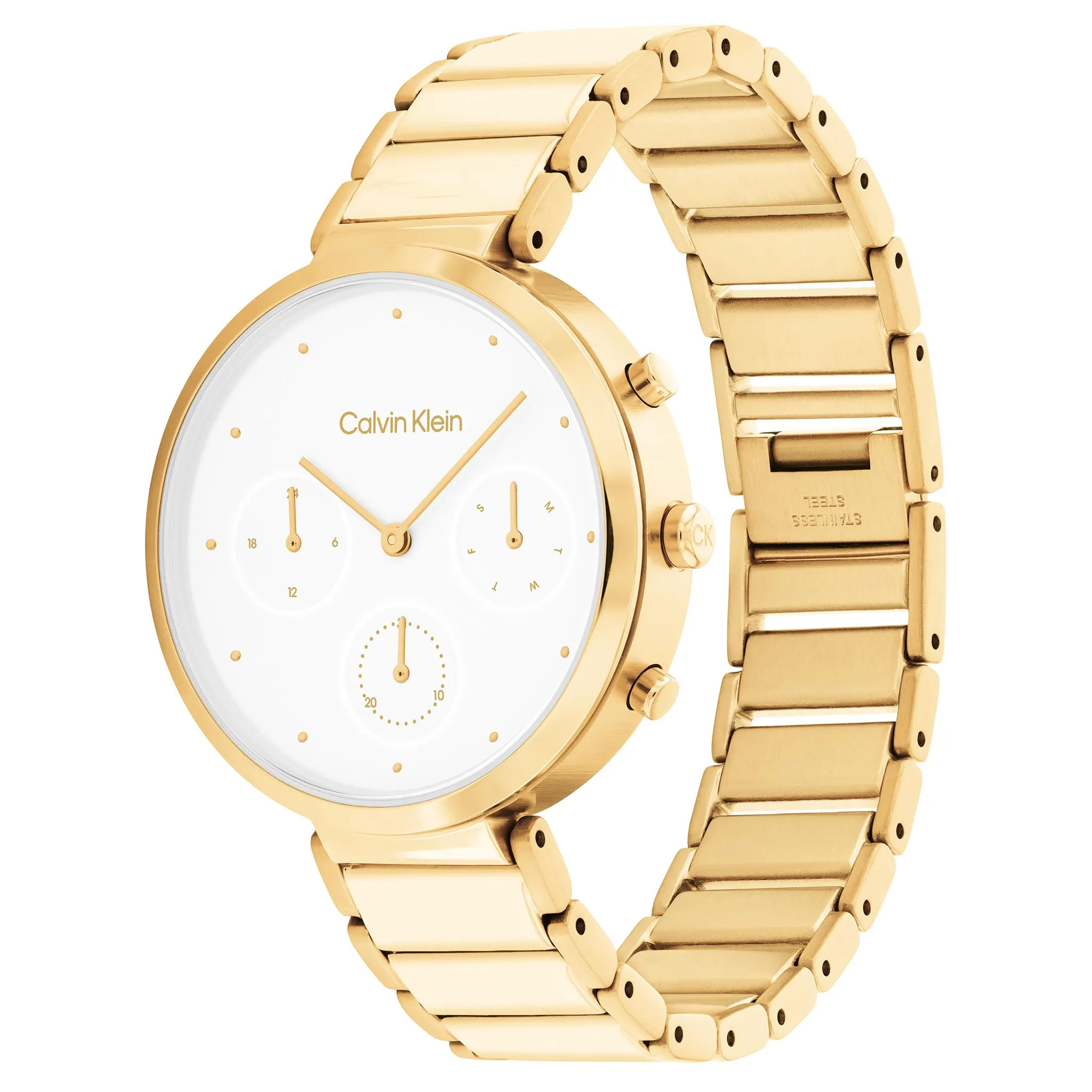 Calvin Klein Gold Steel White Dial Multi-function Women's Watch - 25200284