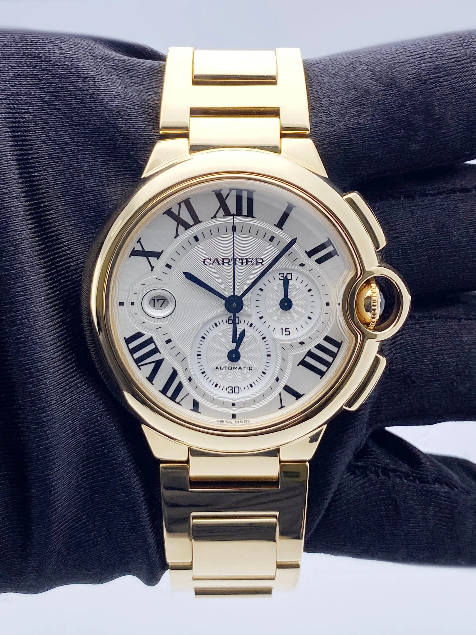 Cartier Ballon Bleu XL W6920008 18K Yellow Gold Mens Watch Box Papers