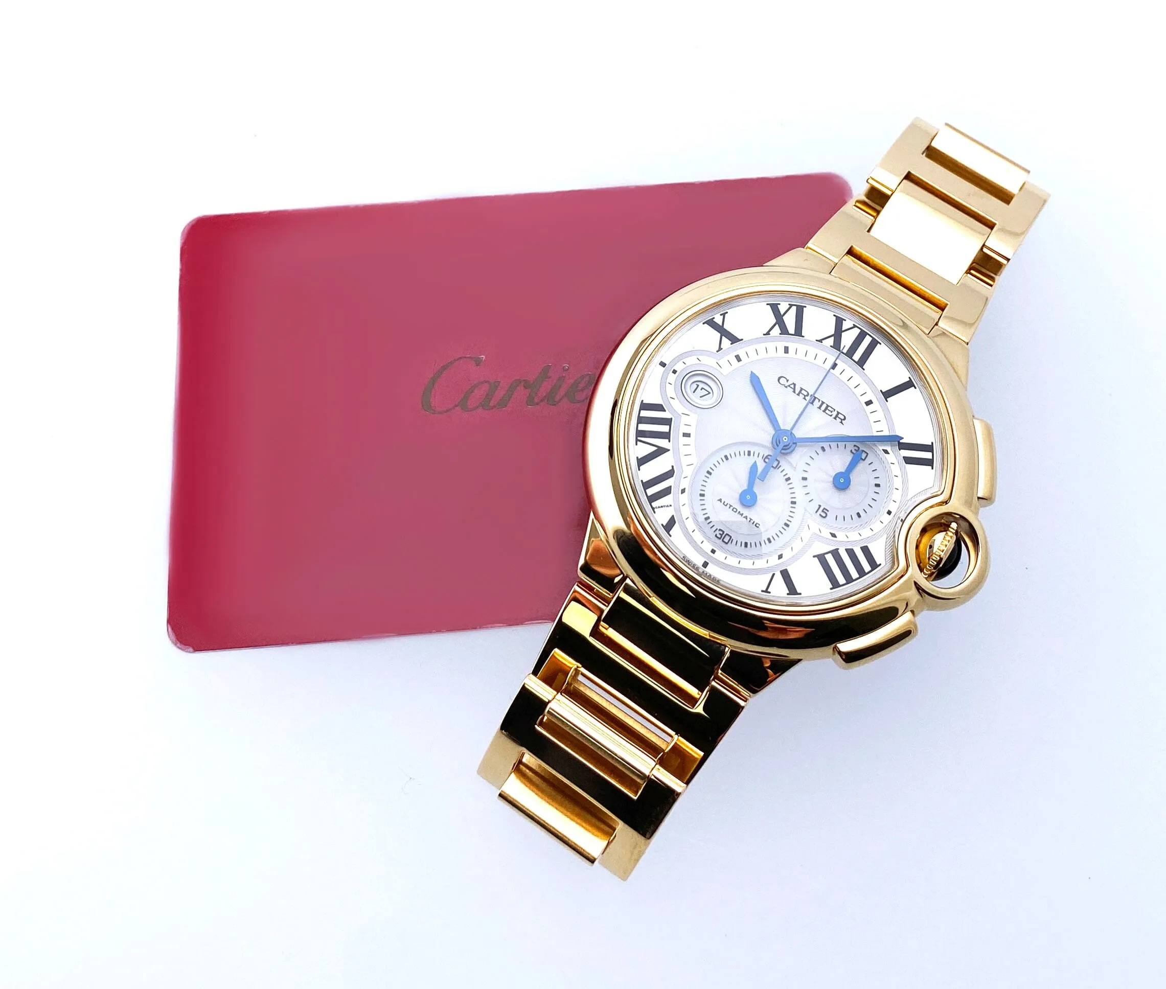 Cartier Ballon Bleu XL W6920008 18K Yellow Gold Mens Watch Box Papers