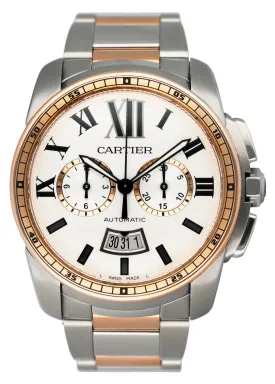 Cartier Calibre Large W7100042 Two Tone Rose Gold Mens Watch