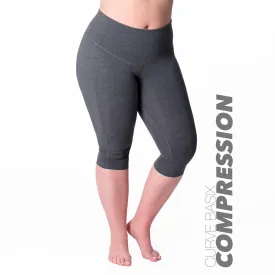 Charcoal Heather Grey Curve Basix Compression Capri