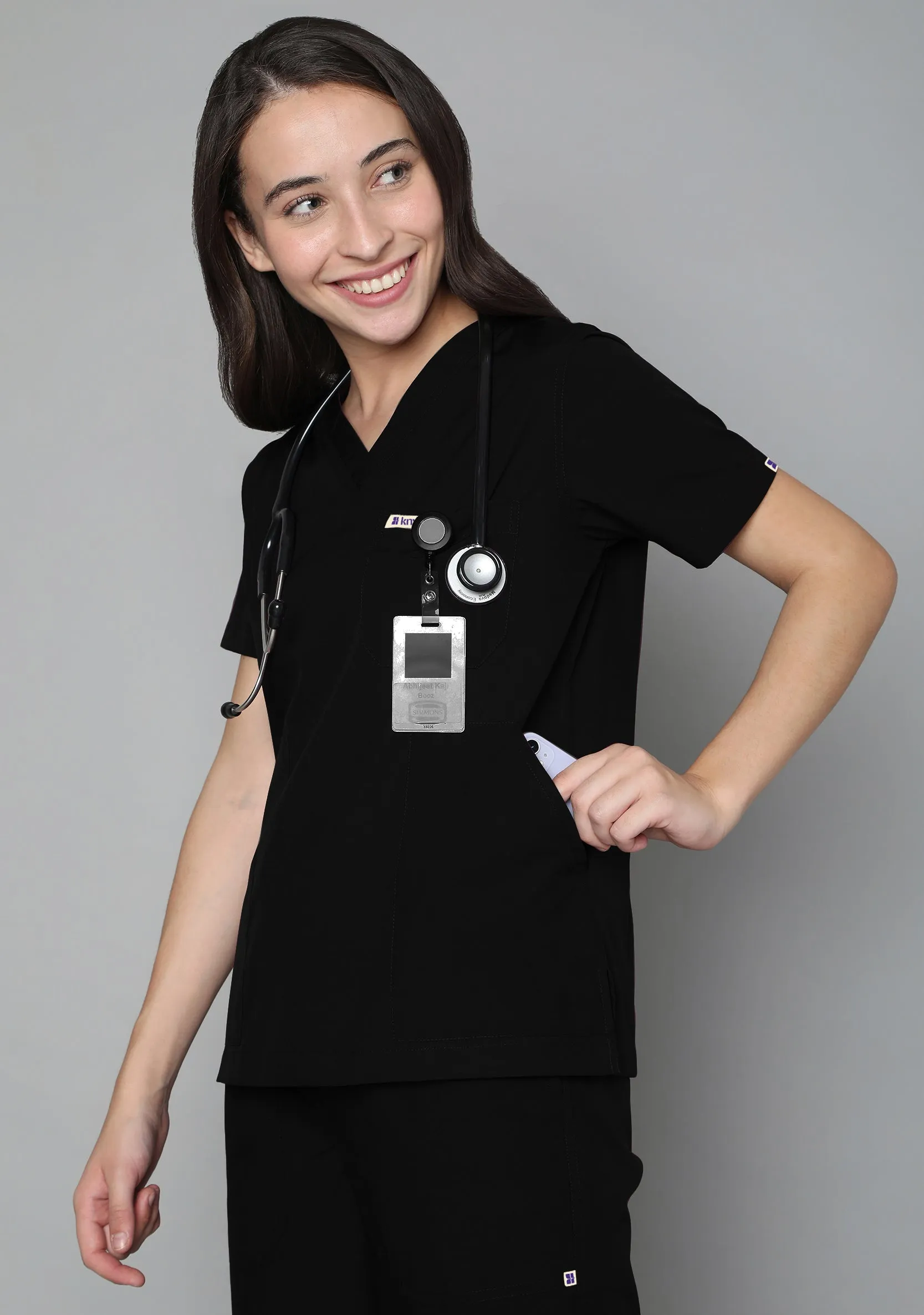 Classic Women's V-Neck (Black) Scrub