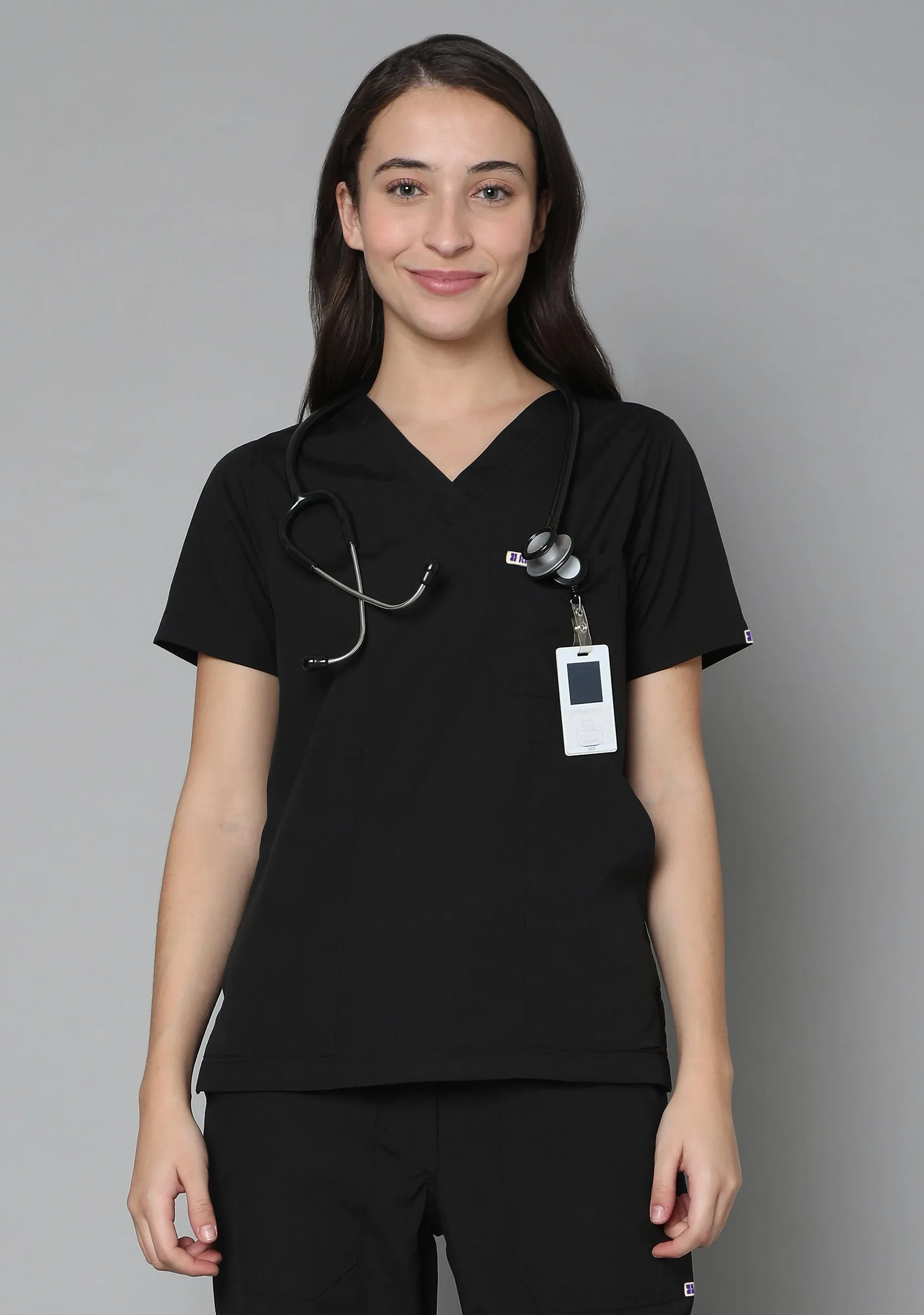 Classic Women's V-Neck (Black) Scrub