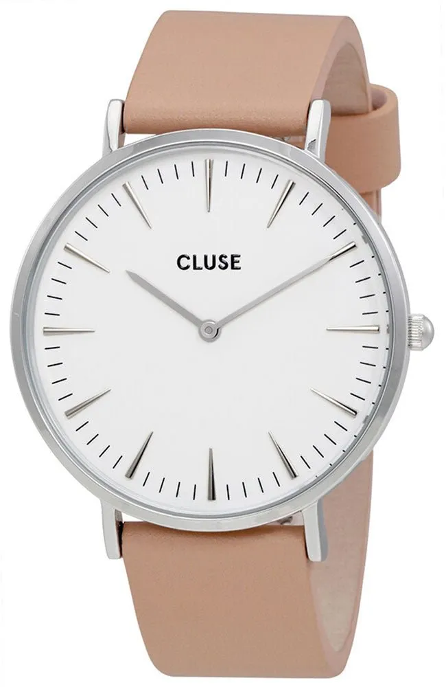 Cluse La Boheme Nude Leather Stainless Steel White Dial Womens Watch CL18231