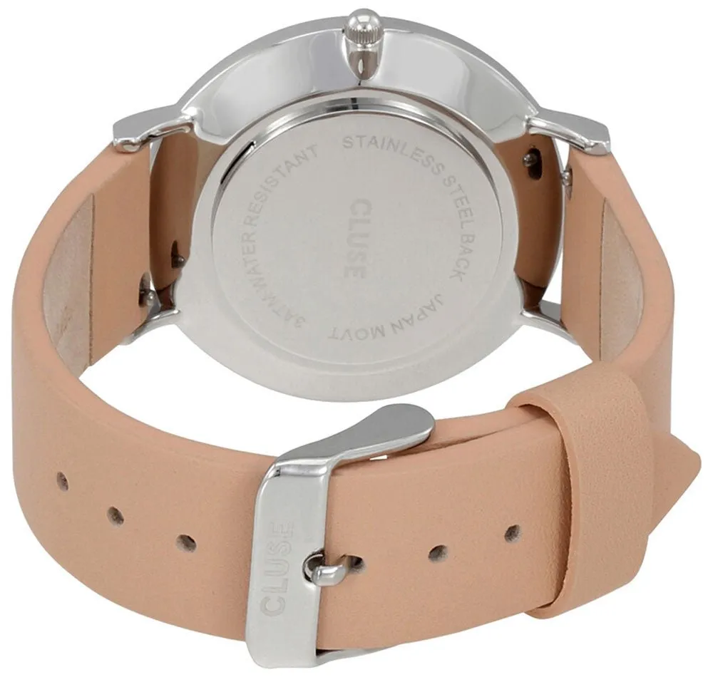 Cluse La Boheme Nude Leather Stainless Steel White Dial Womens Watch CL18231