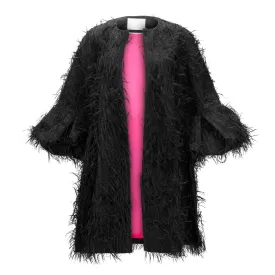 Couture Feather Coat - Black