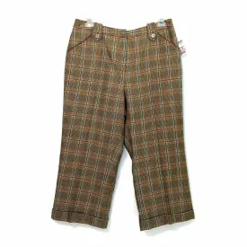 David N Womens Size 14 Plaid Wool Capri Pants, Yellow / Brown