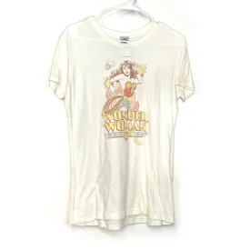 DC Comics Originals "Wonder Woman" Womens Size XL Light Yellow V-Neck Graphic T-Shirt S/s