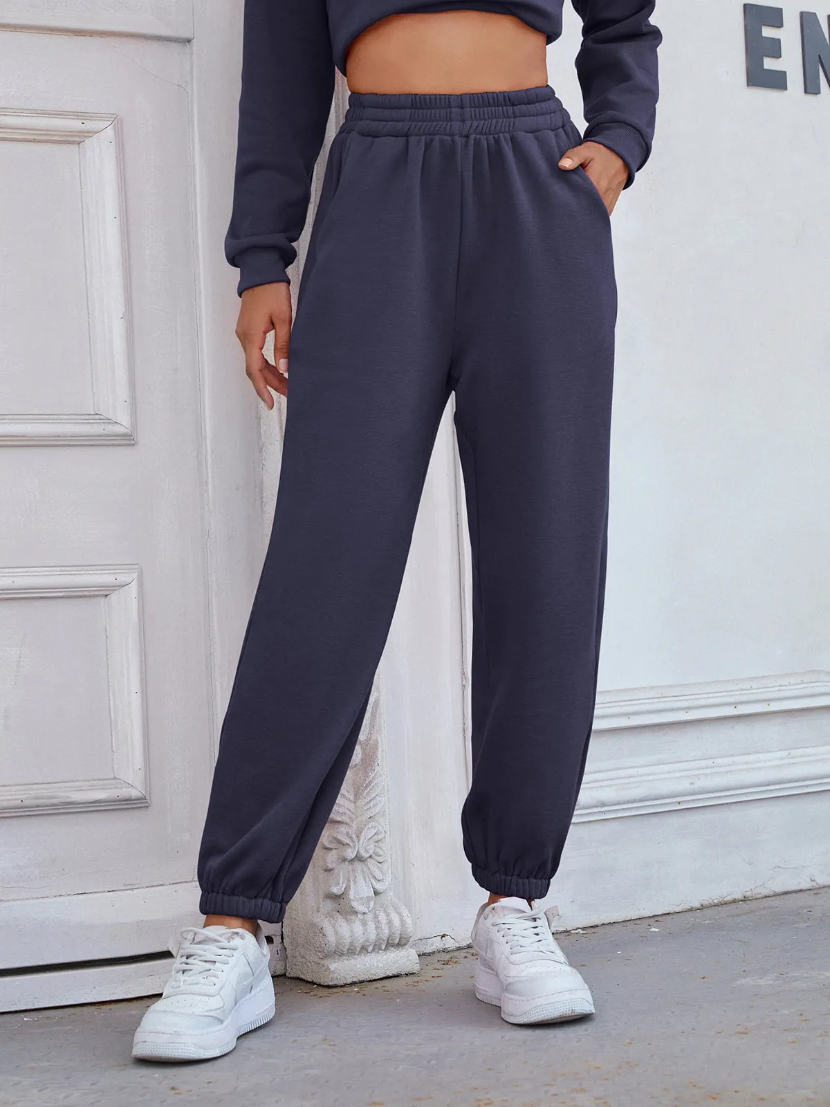 Elastic Waist Joggers with Pockets