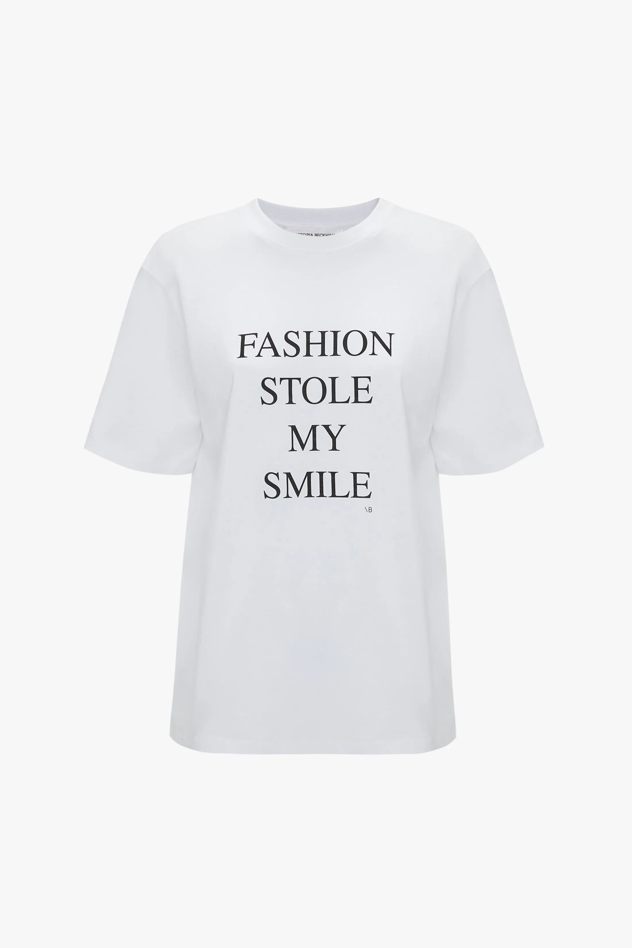 Fashion Stole My Smile Slogan T-Shirt In White