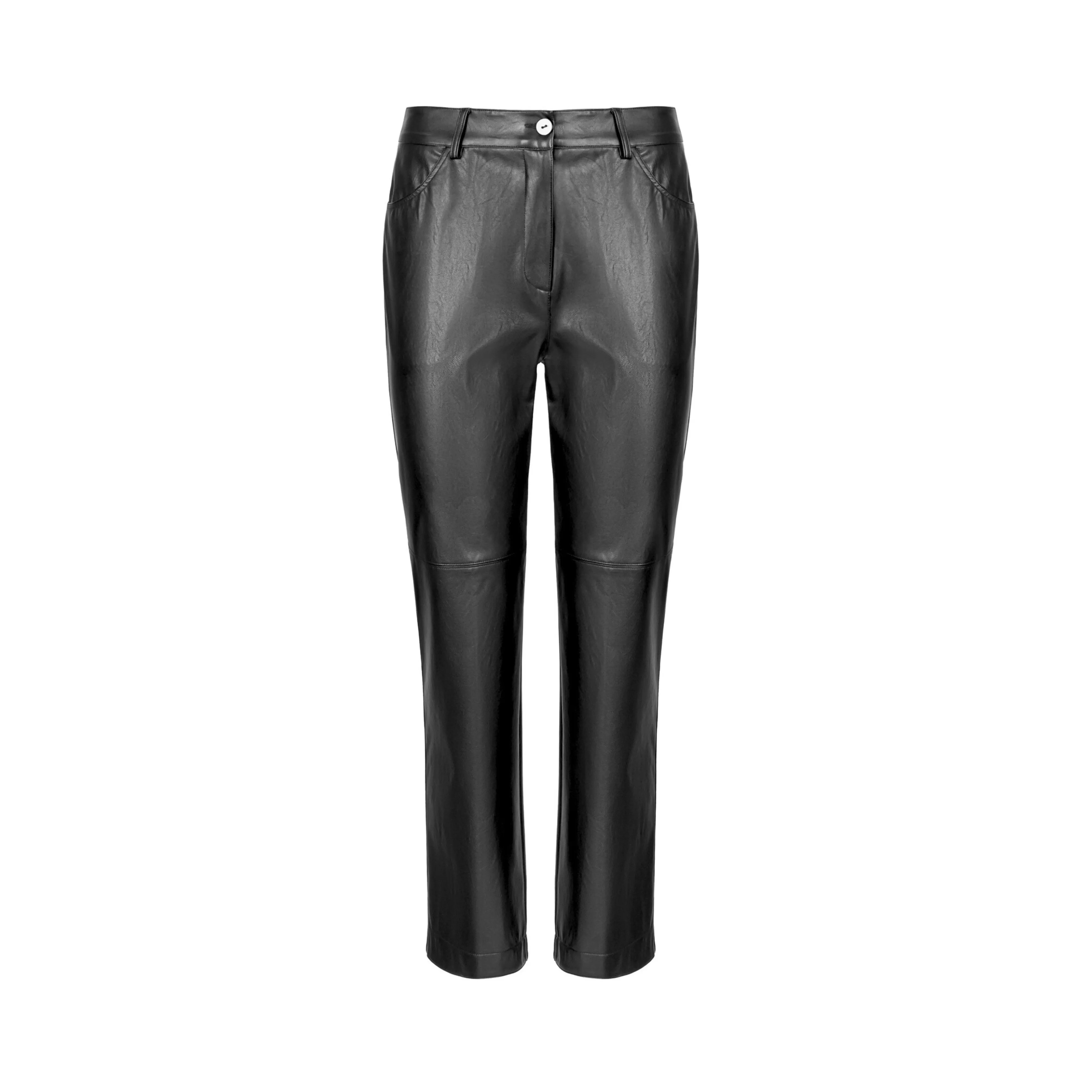 Faux Leather Trousers - Black