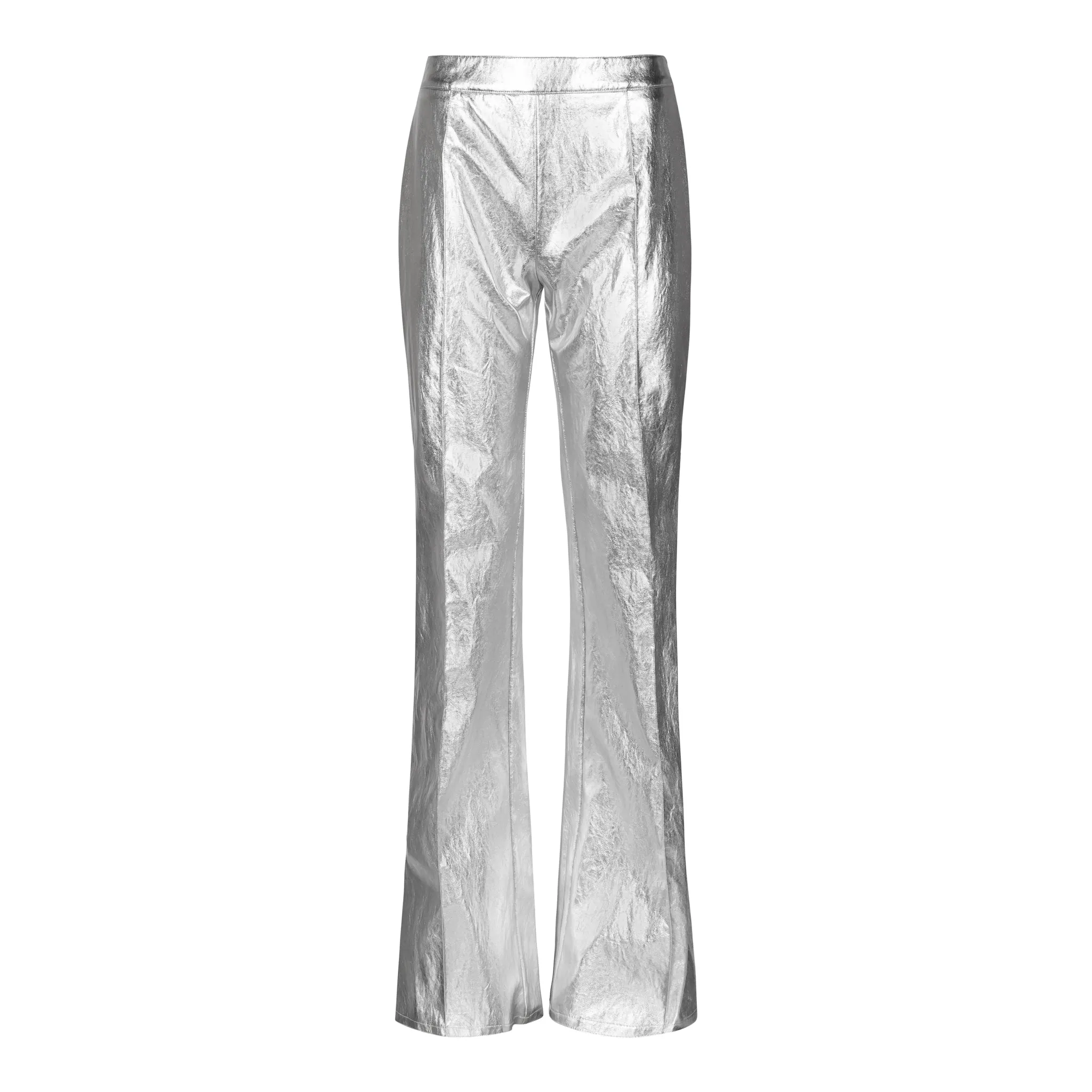 Faux Leather Wide Leg Pant - Silver