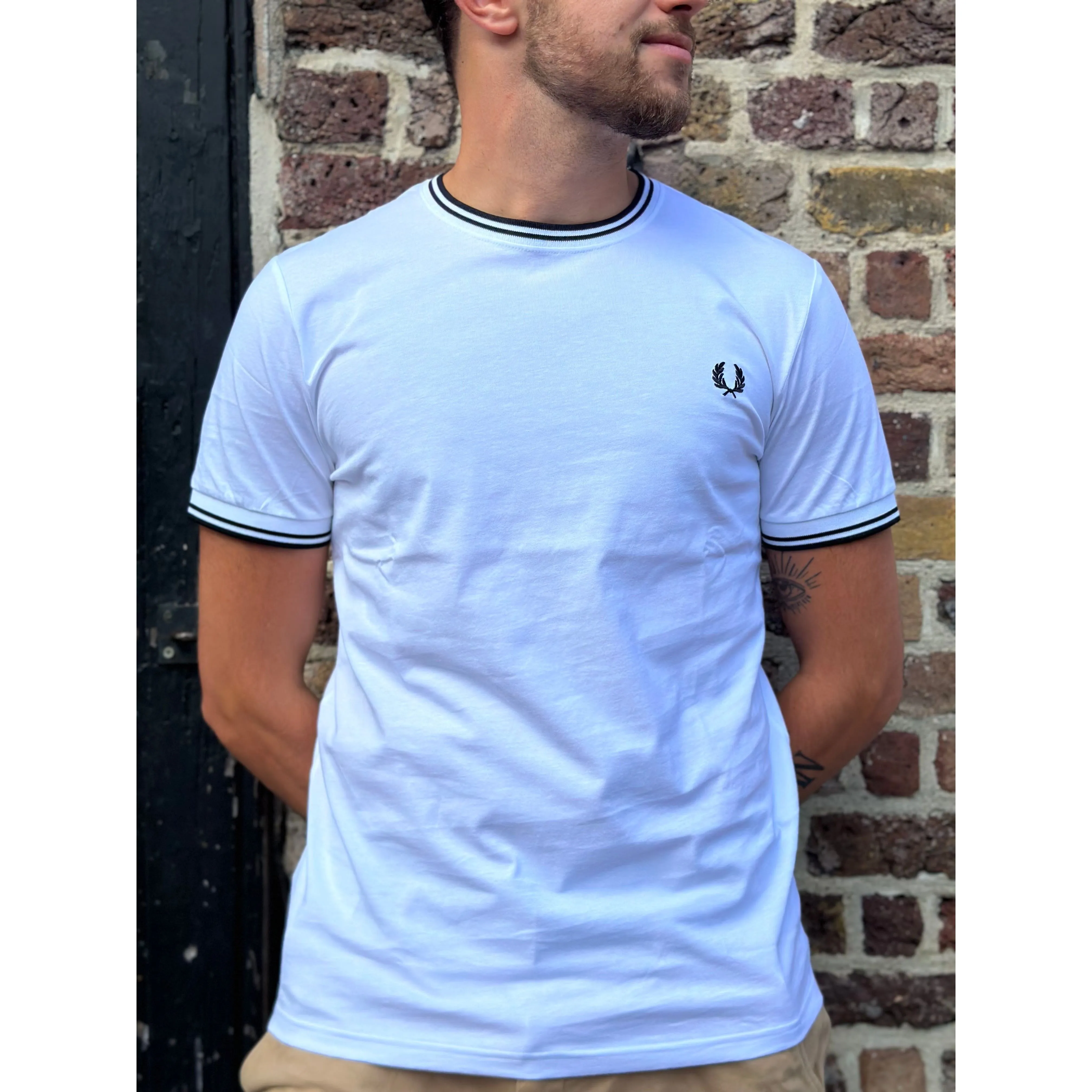 Fred Perry - M1588 Twin Tipped White - T-Shirt