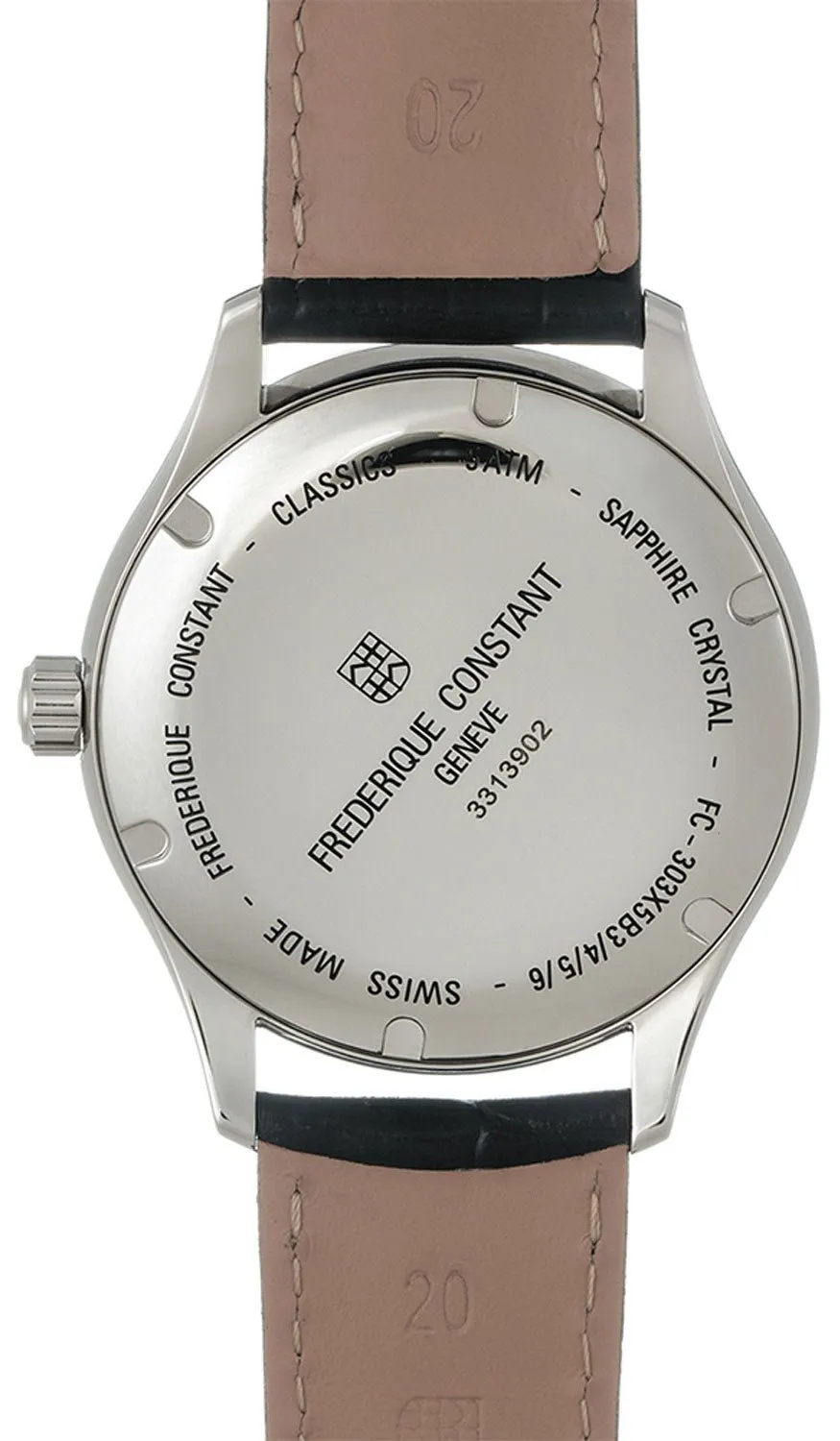 Frederique Constant Classics Index Automatic Stainless Steel Silver Dial Black Leather Strap Date Mens Watch FC-303S5B6