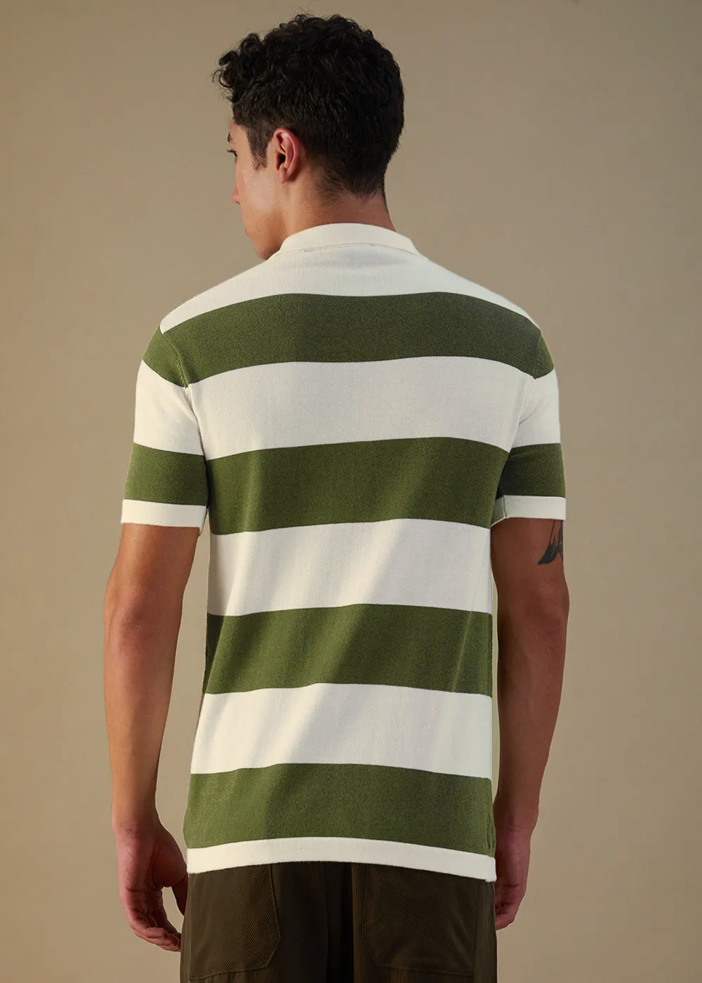 Green Knitted Polo T-shirt