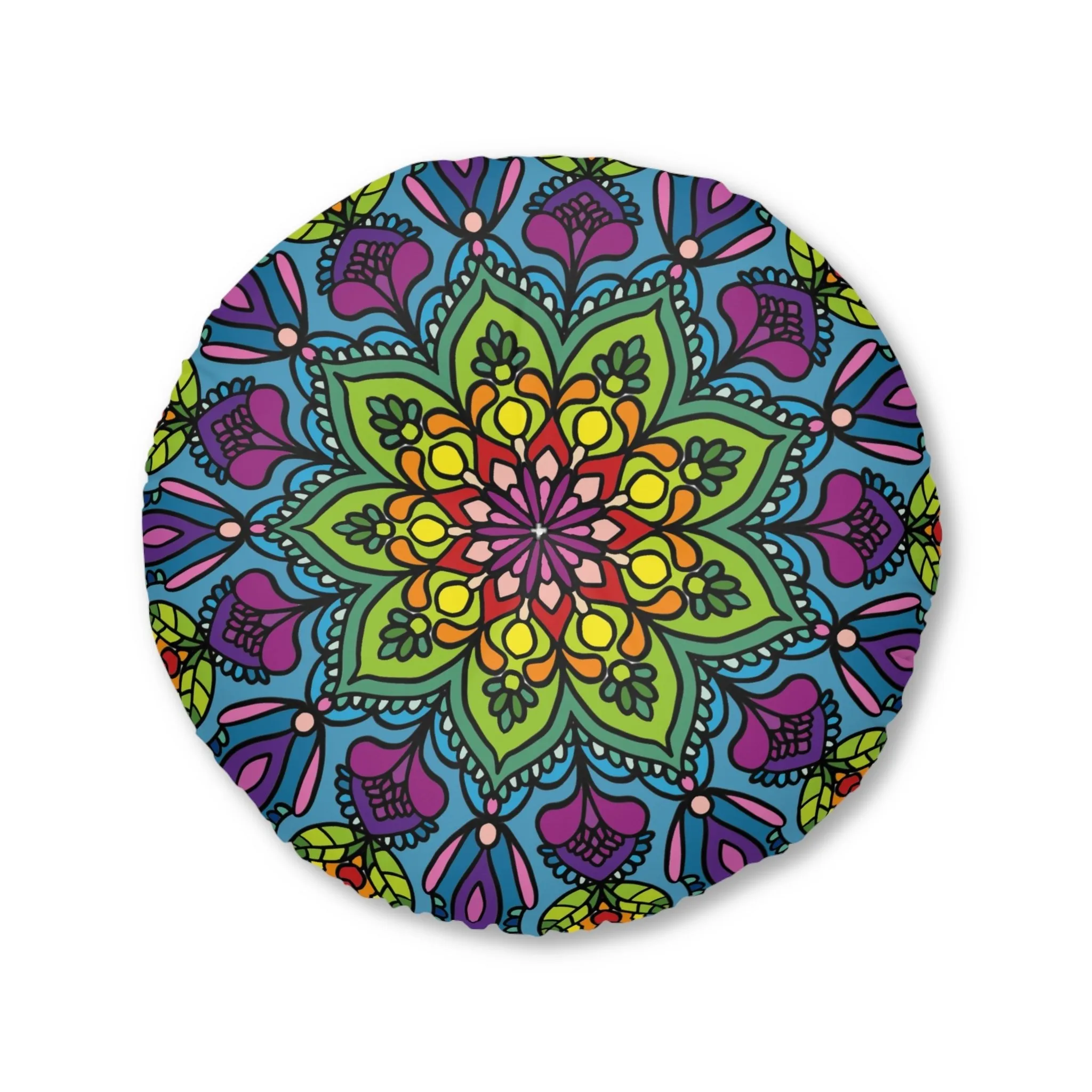 Handmade Mandala Art Floor Cushion - Tufted Round Pillow