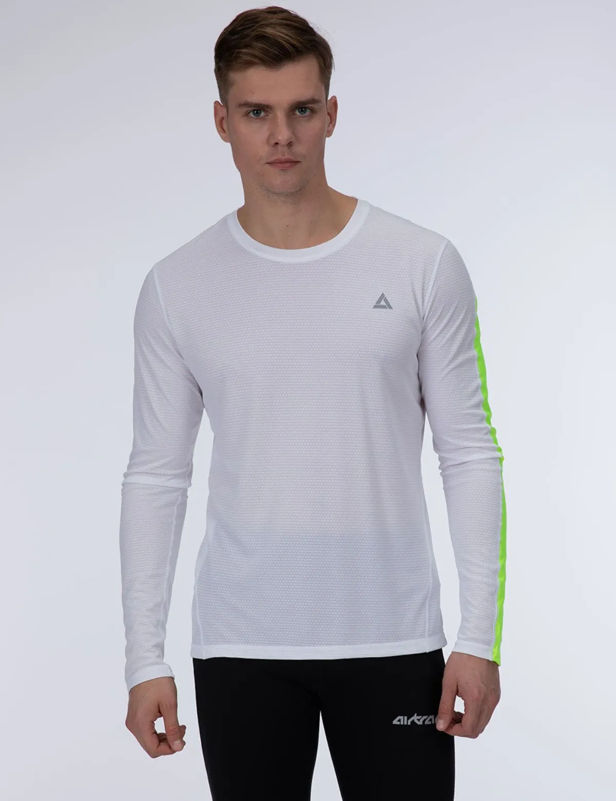 Herren Funktions Laufshirt Langarm Pro Line Weiss Neon