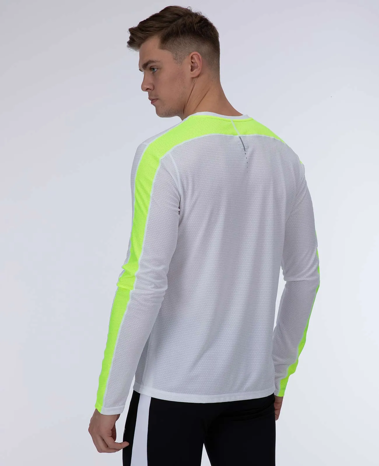 Herren Funktions Laufshirt Langarm Pro Line Weiss Neon