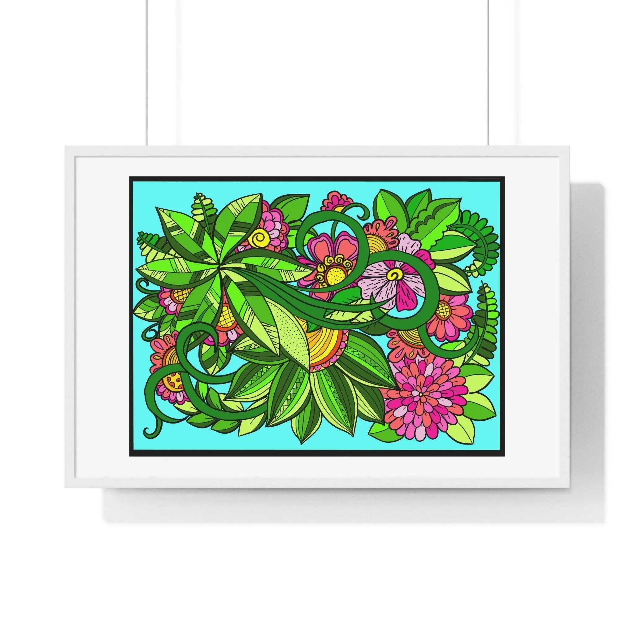 Horizontal Framed Poster - Flower Doodle 36"x24"