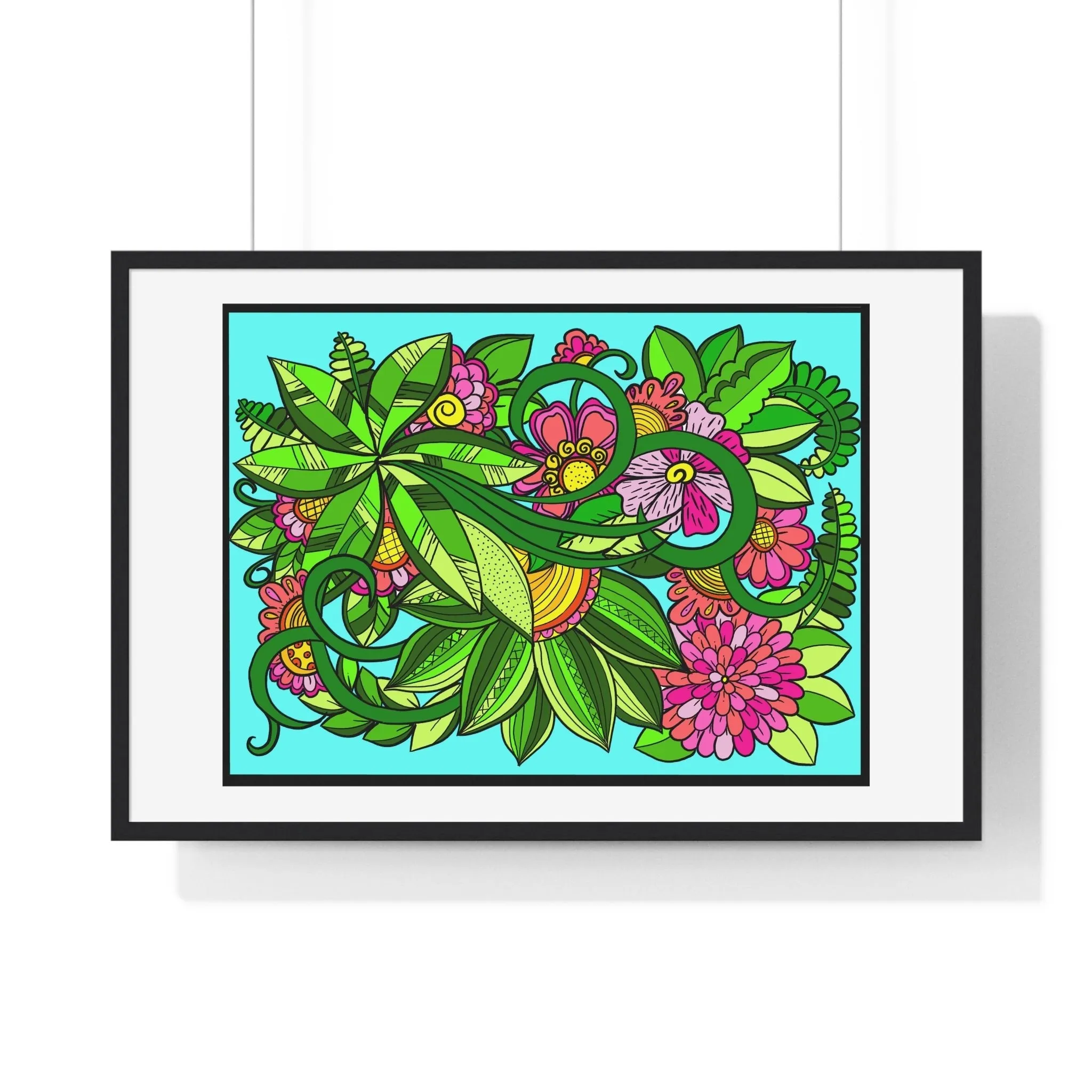 Horizontal Framed Poster - Flower Doodle 36"x24"