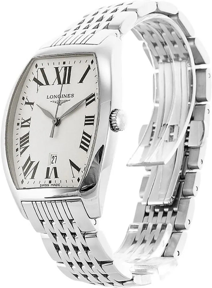 Longines Evidenza Stainless Steel Tonneau Silver Dial Date Quartz Mens Watch L2.655.4.71.6