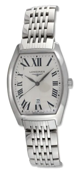 Longines Evidenza Stainless Steel Tonneau Silver Dial Date Quartz Mens Watch L2.655.4.71.6